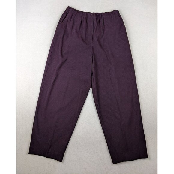 T & COMPANY - WOMEN'S PURPLE STRIPED ELASTIC WAIST PULL-ON PANTS - SIZE 12 - Picture 2 of 10
